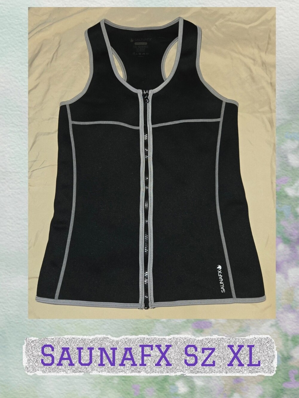 Women's Black Zip-Front Sauna Tank Top Sz XL
